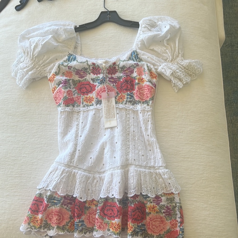 Loveshackfancy Thressey Eyelet-Embroidered Minidress